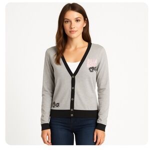 BILLABONG Grey Button Down Cardigan Size Small Peace Sign